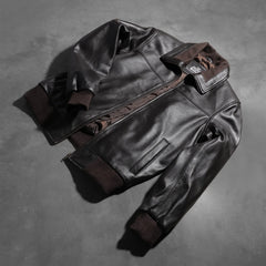 Rokin Brown Leather Bomber Jacket