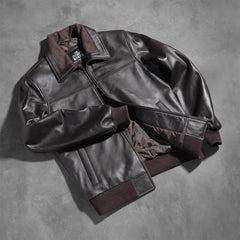 Rokin Brown Leather Bomber Jacket