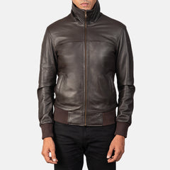 Rokin Brown Leather Bomber Jacket