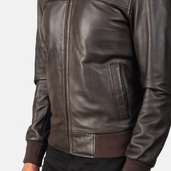 Rokin Brown Leather Bomber Jacket
