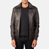 Rokin Brown Leather Bomber Jacket