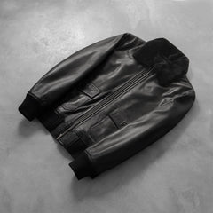 Nitor Black Leather Bomber Jacket
