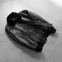 Nitor Black Leather Bomber Jacket