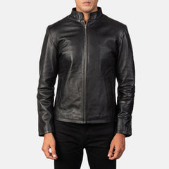 Vabos Black Leather Biker Jacket