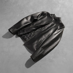 Vabos Black Leather Biker Jacket