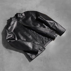 Vabos Black Leather Biker Jacket