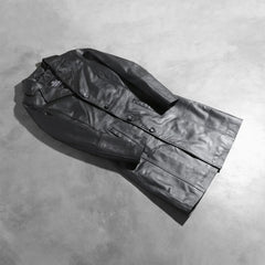 Vakos Black Leather Coat Jacket
