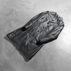 Vakos Black Leather Coat Jacket