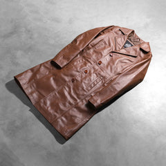 Vakos Brown Leather Coat Jacket