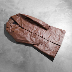 Vakos Brown Leather Coat Jacket