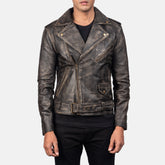Qumas Brown Leather Biker Jacket