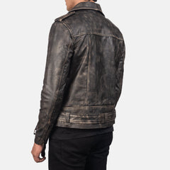 Qumas Brown Leather Biker Jacket
