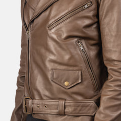 Qumas Mocha Leather Biker Jacket