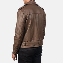 Qumas Mocha Leather Biker Jacket