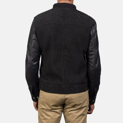 Takon Black Leather Bomber Jacket