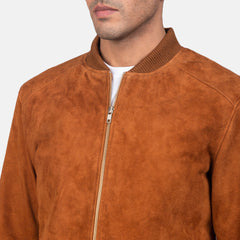 Takon Brown Suede Bomber Jacket