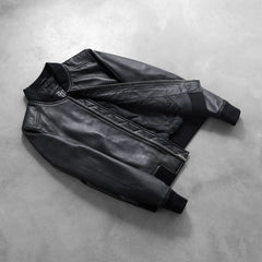Nadas Black Leather Bomber Jacket