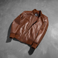 Sabis Brown Leather Bomber Jacket