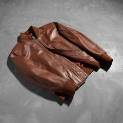 Sabis Brown Leather Bomber Jacket