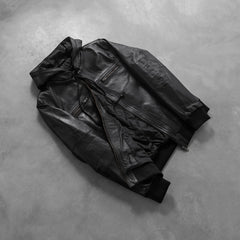 Luson Black Leather Bomber Jacket