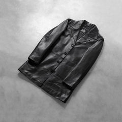 Subos Black Leather Coat Jacket