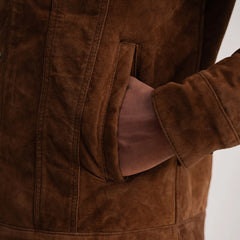 Orvos Brown Suede Trucker Jacket