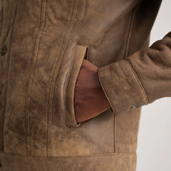 Orvos Brown Leather Trucker Jacket