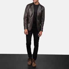 Yarion Brown Leather Blazer Jacket