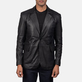 Yarion Black Leather Blazer Jacket