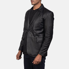 Yarion Black Leather Blazer Jacket