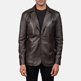 Yarion Brown Leather Blazer Jacket