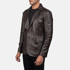 Yarion Brown Leather Blazer Jacket