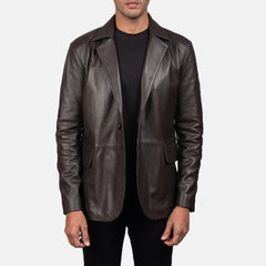 Yarion Brown Leather Blazer Jacket