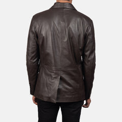 Yarion Brown Leather Blazer Jacket