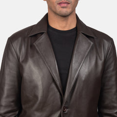 Yarion Brown Leather Blazer Jacket