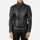 Simion Black Leather Biker Jacket