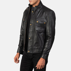 Simion Black Leather Biker Jacket