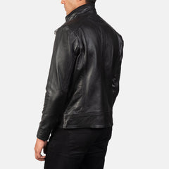 Simion Black Leather Biker Jacket