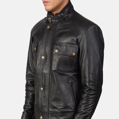 Simion Black Leather Biker Jacket
