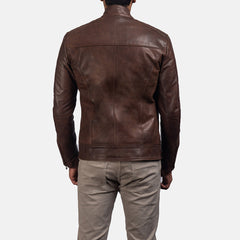 Yamean Brown Leather Biker Jacket