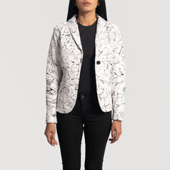 Tabin White Leather Blazer Jacket
