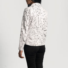 Tabin White Leather Blazer Jacket