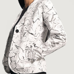 Tabin White Leather Blazer Jacket