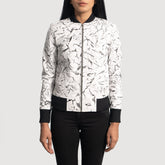 Tabin White Leather Bomber Jacket