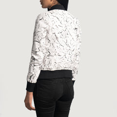 Tabin White Leather Bomber Jacket