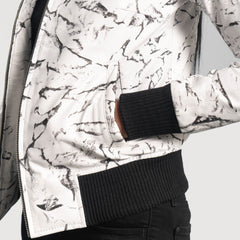 Tabin White Leather Bomber Jacket