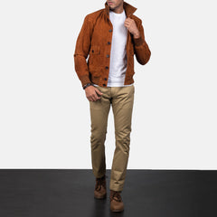 Mavor Brown Suede Bomber Jacket