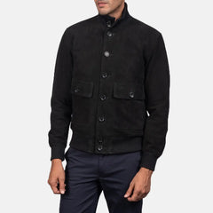 Mavor Black Suede Bomber Jacket