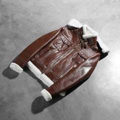 Koton Brown Leather Hooded Jacket
