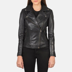 Elsus Black Leather Biker Jacket